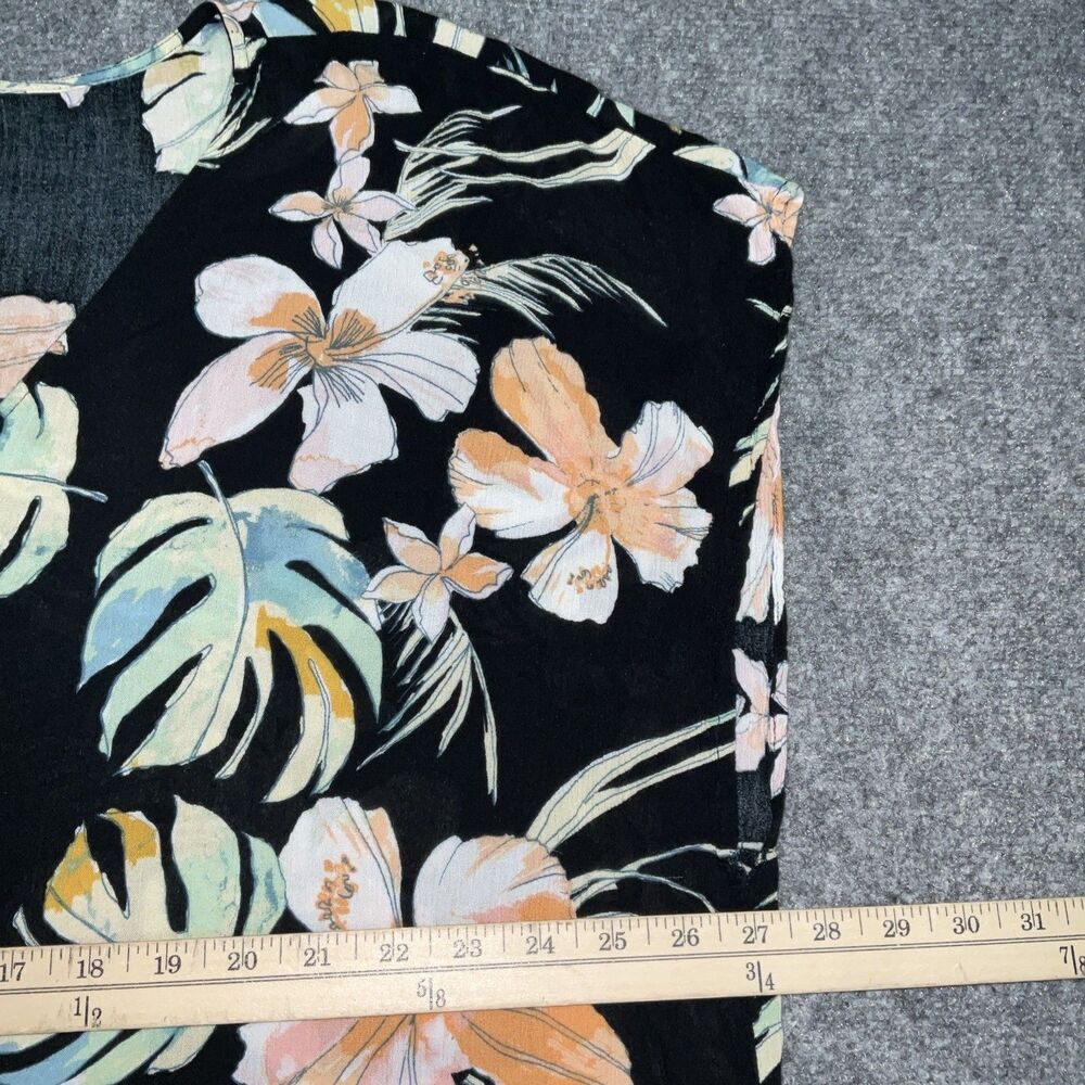 Kona Sol Cover Up  Dress Womens Size XL Black  Floral Beach Pool Cruise wear - Picture 5 of 8